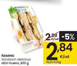 Oferta de Naming - Sandwich Delicious Atun Huevo por 2,84€ en Eroski