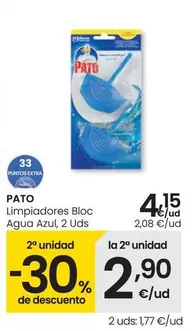 Oferta de Pato - Limpiadores Bloc Agua Azul por 4,15€ en Eroski