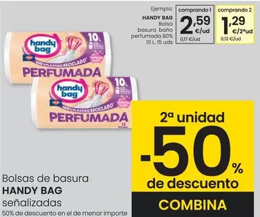 Oferta de Handy Bag - Bolsa Basura Baño Perfumada 80% por 2,59€ en Eroski