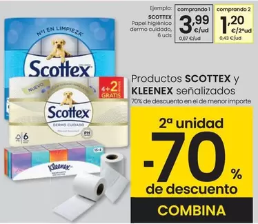 Oferta de Scottex - Papel Higiénico Dermo Cuidado por 3,99€ en Eroski