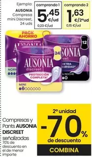 Oferta de Ausonia - Compresa Mini Discreet por 5,45€ en Eroski