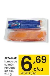 Oferta de Altamar - Lomos De Salmon Noruego Sin Piel por 6,69€ en Eroski