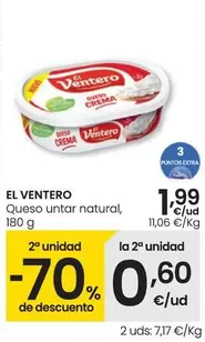 Oferta de El Ventero - Queso Untar Natural por 1,99€ en Eroski