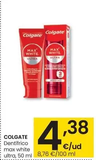 Oferta de Colgate - Dentífrico Max White Ultra por 4,38€ en Eroski