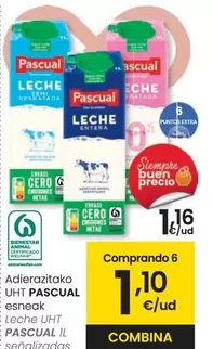 Oferta de Pascual - Leche UHT por 1,16€ en Eroski