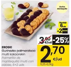 Oferta de Eroski - Palmerita De Mantequilla Multi Con Cacao por 2,7€ en Eroski