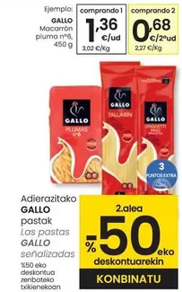 Oferta de Gallo - Macarrone Pluma Nº 6 por 1,36€ en Eroski