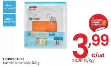 Oferta de Eroski Basic - Salmón Ahumado por 3,99€ en Eroski