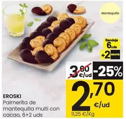 Oferta de Eroski - Palmerita De Mantequilla Multi Con Cacao por 2,7€ en Eroski