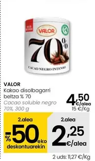 Oferta de Valor - Cacao Soluble Negro 70% por 4,5€ en Eroski