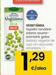 Oferta de Asturiana - Vegetanea Bebida Vegetal De Soja Sin Azucares Anadidos por 1,29€ en Eroski