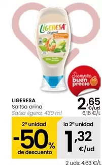 Oferta de Ligeresa - Salsa Ligera por 2,65€ en Eroski