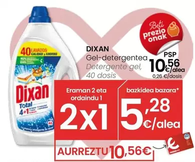 Oferta de Dixan - Detergente Gel por 10,56€ en Eroski