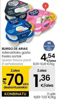 Oferta de Burgo de Arias - Queso Fresco Pack 6 Senalizados por 4,54€ en Eroski