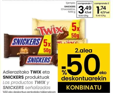 Oferta de Snickers - Chocolatina por 3,49€ en Eroski