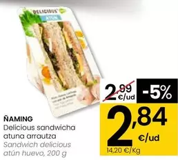 Oferta de Sandwich Delicious Atun Huevo por 2,84€ en Eroski