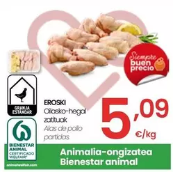 Oferta de Alas De Pollo Partidas por 5,09€ en Eroski