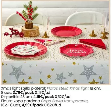 Oferta de Platos Stella Xmas Light 18 Cm, 8 Uds. por 3,79€ en Eroski