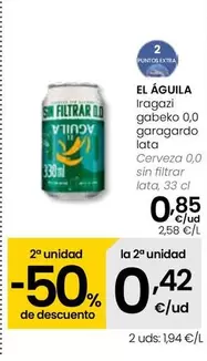 Oferta de El Águila - Cerveza 0,0 Sin Filtrar por 0,85€ en Eroski