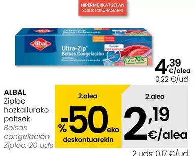 Oferta de Albal - Bolsas Congelación Ziploc por 4,39€ en Eroski