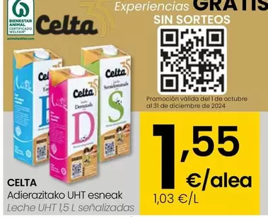 Oferta de Celta - Leche UHT Senalizadas por 1,55€ en Eroski