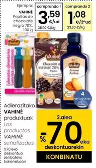 Oferta de Vahiné - Pepitas De Chocolate Negro 70% por 3,59€ en Eroski