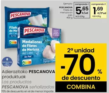 Oferta de Pescanova - Filetes De Merluza Sin Piel por 5,65€ en Eroski