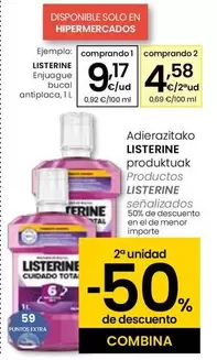 Oferta de Listerine - Enjuague Bucal Antiplaca por 9,17€ en Eroski