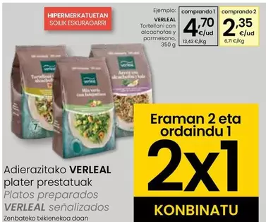 Oferta de Verleal - Tortelloni Con Alcachofas Y Parmesana por 4,7€ en Eroski