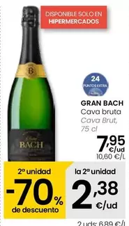 Oferta de Gran Bach - Cava Brut por 7,95€ en Eroski