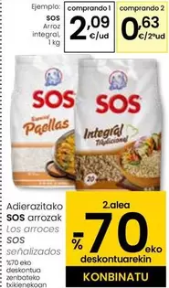 Oferta de Sos - Arroz Integral por 2,09€ en Eroski