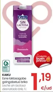 Oferta de Kaiku - Leche Sin Lactosa Desnatada Brik por 1,19€ en Eroski