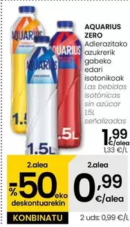 Oferta de Aquarius Zero - Las Bebidas Isotónicas Sin Azúcar por 1,99€ en Eroski