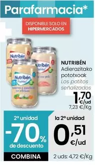 Oferta de Nutribén - Los Potitos Senalizados por 1,7€ en Eroski