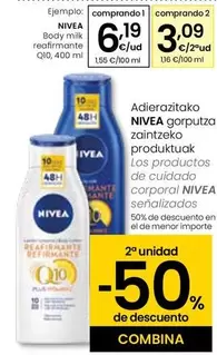 Oferta de Nivea -  Body Milk Reafirmante Q10 por 6,19€ en Eroski