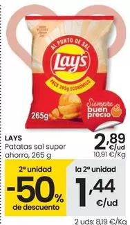 Oferta de Lay's - Patatas Sal Super Ahorro por 2,89€ en Eroski