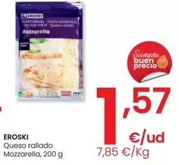 Oferta de Eroski - Queso Rallado Mozzarella por 1,57€ en Eroski