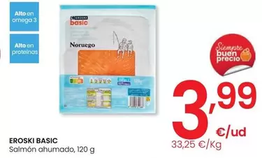 Oferta de Eroski Basic  - Salmon Ahumado por 3,99€ en Eroski