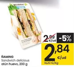 Oferta de Sandwich Delicious Atun Huevo por 2,84€ en Eroski