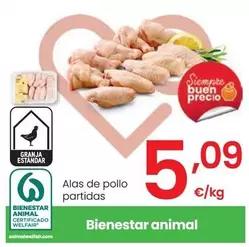 Oferta de Alas De Pollo Partidas por 5,09€ en Eroski