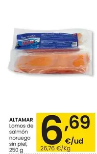 Oferta de Altamar - Lomos De Salmon Noruego Sin Piel por 6,69€ en Eroski