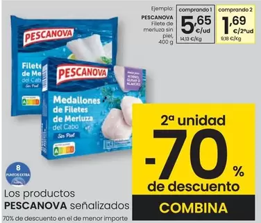 Oferta de Pescanova - Filetes De Merluza Sin Piel por 5,65€ en Eroski