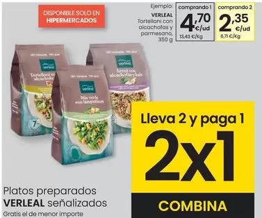 Oferta de Verleal - Tortelloni Con Alcachofas Y Parmesana por 4,7€ en Eroski