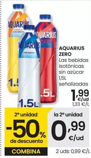 Oferta de Aquarius Zero - Las Bebidas Isotónicas Sin Azúcar por 1,99€ en Eroski