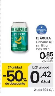 Oferta de El Águila - Cerveza 0,0 Sin Filtrar por 0,85€ en Eroski