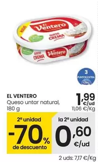 Oferta de El Ventero - Queso Untar Natural por 1,99€ en Eroski