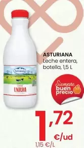 Oferta de Asturiana - Leche Entera por 1,72€ en Eroski