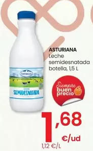 Oferta de Asturiana - Leche Semidesnatada por 1,68€ en Eroski