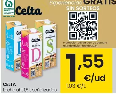 Oferta de Celta - Leche UHT Senalizadas por 1,55€ en Eroski