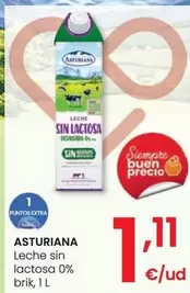 Oferta de Asturiana - Leche Sin Lactosa 0% Brik por 1,11€ en Eroski